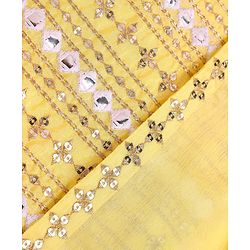Pine Kids Woven Sequinned Sleeveless Top & Palazzo Set with Shrug-  Light Yellow