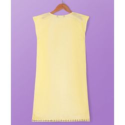 Pine Kids Woven Sequinned Sleeveless Top & Palazzo Set with Shrug-  Light Yellow
