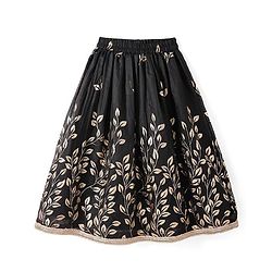Pine Kids Woven Three Fourth Sleeves Mirror Embroidered Choli  & Floral Printed Lehenga Set with Dupatta - Black