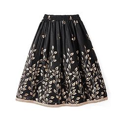 Pine Kids Woven Three Fourth Sleeves Mirror Embroidered Choli  & Floral Printed Lehenga Set with Dupatta - Black