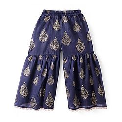 Pine Kids  Woven Three Fourth Sleeves  Foil Printed Kurta Gharara &  Dupatta Set with Embroidered Detailing - Dark Pink