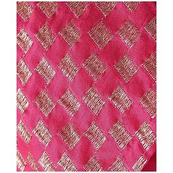 Pine Kids Woven Sleeveless Jumpsuit & Jacket Indo Western Sets with Checkered Embroidery & Polka Dot Foil Print - Dark Pink