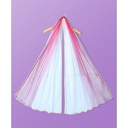 Pine Kids Woven Sleeveless Floral Embroidered Choli & Lahenga Dupatta Set With Floral Foil Print - White & Dark Pink