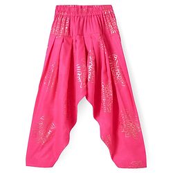 Pine Kids Woven Full Sleeves Kurti Patiala & Dupatta Set with Foil Print & Lace Detailing - Pink