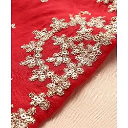 Pine Kids Woven Full Sleeves Solid Kurta Pyjama Set with Embroidered Jacket - Red