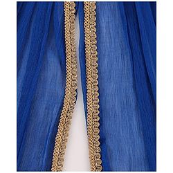 Pine Kids Cotton Woven Half Sleeves Floral Printed Kurta Salwar Dupatta Set with Lace & Sequin Detailing - Navy Blue