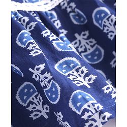 Pine Kids Woven Full Sleeves Tiered Ethnic Dress with Floral Print - Navy Blue