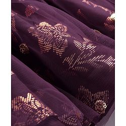 Pine Kids Woven Half Sleeves Floral Foil Printed Choli Lehenga & Dupatta  Set with Sequins - Wine