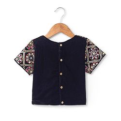 Pine Kids Woven Half Sleeves Banjara Designed Embroidered Choli Lagenga Set with Dupatta -  Red & Navy