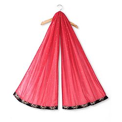 Pine Kids Woven Half Sleeves Banjara Designed Embroidered Choli Lagenga Set with Dupatta -  Red & Navy