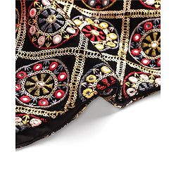 Pine Kids Woven Half Sleeves Banjara Designed Embroidered Choli Lagenga Set with Dupatta -  Red & Navy