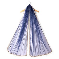 Pine Kids Woven Half Sleeves Floral Foil Printed Choli Lehenga Set with Dupatta & Lace Detailing - Navy Blue