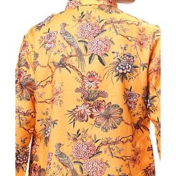 Pine Kids Full Sleeves Floral Printed Kurta & Pajama Set - Mustard Yellow