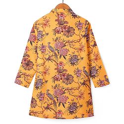 Pine Kids Full Sleeves Floral Printed Kurta & Pajama Set - Mustard Yellow