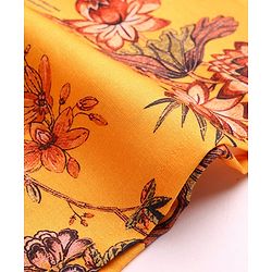 Pine Kids Full Sleeves Floral Printed Kurta & Pajama Set - Mustard Yellow