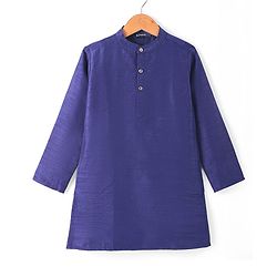 Pine Kids Woven Full Sleeves Solid Colour Kurta Pyjama Set with Floral Printed Nehru Jacket - Violet