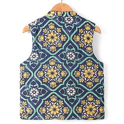 Pine Kids Woven Full Sleeves Solid Colour Kurta Pyjama Set with Floral Printed Nehru Jacket - Violet