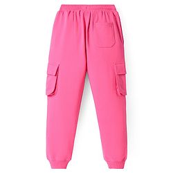 Pine Kids Cotton Knit Full Length Lounge Pants With Butterfly Print - Dark Pink