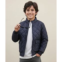 Pine Kids  Full Sleeves Padded Quilted  Jacket Solid Colour - Navy Blue