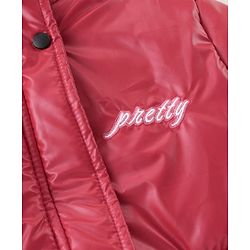 Pine Kids Woven Full Sleeves Padded Hooded Jacket with Quilted Design & Text Patch Detailing - Red