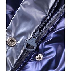 Pine Kids Woven Full Sleeves Padded Jacket with Detachable Hood - Navy Blue & White