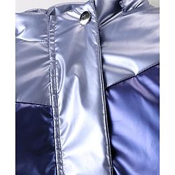 Pine Kids Woven Full Sleeves Padded Jacket with Detachable Hood - Navy Blue & White