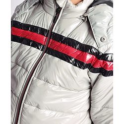 Pine Kids Woven Full Sleeves Padded Winter Jacket with Detachable Hood & Pockets - Light Grey