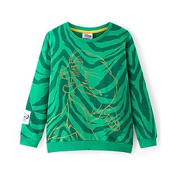 Pine Kids Disney Terry Knit Full Sleeves Sweatshirt With Camouflage Design & Lion King Graphics - Green