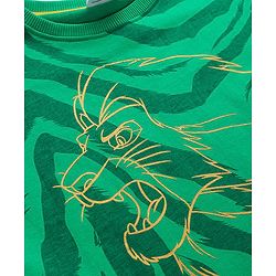 Pine Kids Disney Terry Knit Full Sleeves Sweatshirt With Camouflage Design & Lion King Graphics - Green