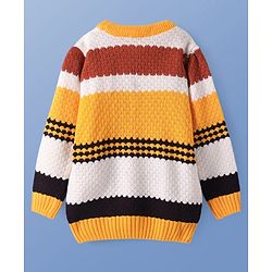 Pine Kids Knitted Full Sleeves Pullover Sweater With Colour Block Design - Yellow