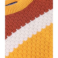 Pine Kids Knitted Full Sleeves Pullover Sweater With Colour Block Design - Yellow