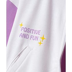 Pine Kids Knit Full Drop Shoulder Sleeves Cut & Sew Jacket with Solid Color Frock & Text Print - Purple