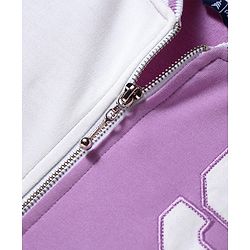 Pine Kids Knit Full Drop Shoulder Sleeves Cut & Sew Jacket with Solid Color Frock & Text Print - Purple