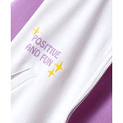 Pine Kids Knit Full Drop Shoulder Sleeves Cut & Sew Jacket with Solid Color Frock & Text Print - Purple