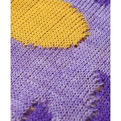 Pine Kids Full Sleeves Front Open   Sweater With Floral Design - Purple Yellow & White