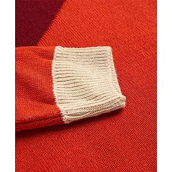 Pine Kids Knitted Full Sleeves Colour Block Designed Pullover Sweater - Red Maroon & Beige