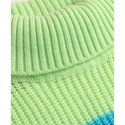 Pine Kids Knitted Full Sleeves Turtle Neck Pullover Sweater with Stripes Design - Light Green