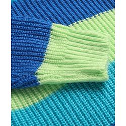 Pine Kids Knitted Full Sleeves Turtle Neck Pullover Sweater with Stripes Design - Light Green