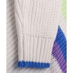 Pine Kids Knitted Full Sleeves Color Block Designed Sweater - White