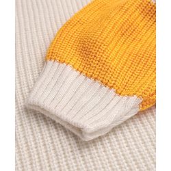 Pine Kids Knitted Full Raglan Sleeves Colour Block Print Pullover Sweater - White Red & Pink