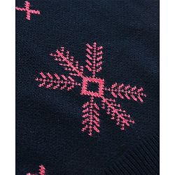 Pine Kids Knitted Full Sleeves Pullover Sweater With Snowflakes Design - Navy Blue