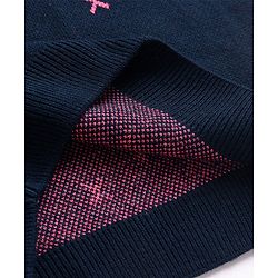 Pine Kids Knitted Full Sleeves Pullover Sweater With Snowflakes Design - Navy Blue