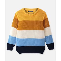 Pine Kids Knitted Full Sleeves Striped Pullover - Multicolor