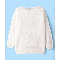 Pine Kids Knitted Full Sleeves Pullover Sweater & Pant Set with Solid Color - Brown & White