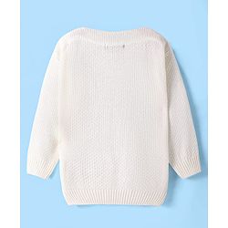 Pine Kids Knitted Full Sleeves Pullover Sweater & Pant Set with Solid Color - Brown & White