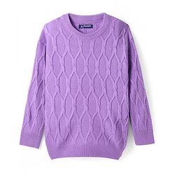 Pine Kids Knitted Full Sleeves Sweater & Pant Set with Cable Knit Design - Purple