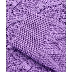 Pine Kids Knitted Full Sleeves Sweater & Pant Set with Cable Knit Design - Purple