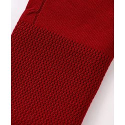 Pine Kids Knitted Full Sleeves Solid Colour Front Open Sweater with Pullover & Pant Set - Dark Red