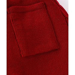 Pine Kids Knitted Full Sleeves Solid Colour Front Open Sweater with Pullover & Pant Set - Dark Red