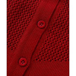Pine Kids Knitted Full Sleeves Solid Colour Front Open Sweater with Pullover & Pant Set - Dark Red